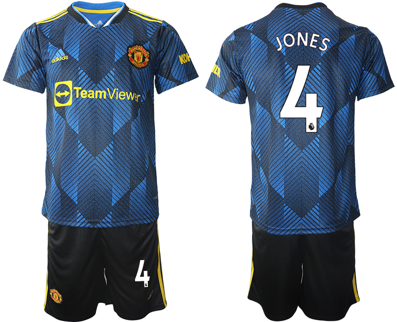 Men 2021-2022 Club Manchester United Second away blue #4 Soccer Jersey
